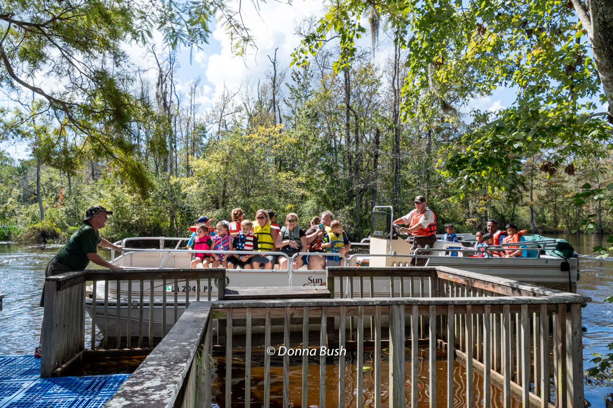 Pontoon rides on the bayou at Wild Things at Big Branch Marsh NWR