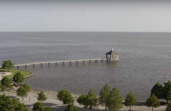 Aerial view of Lake Pontchartrain at Fonatinebleau State Park