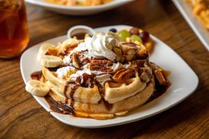 Waffles with pecans and banana at Big Mama's Country Kitchen