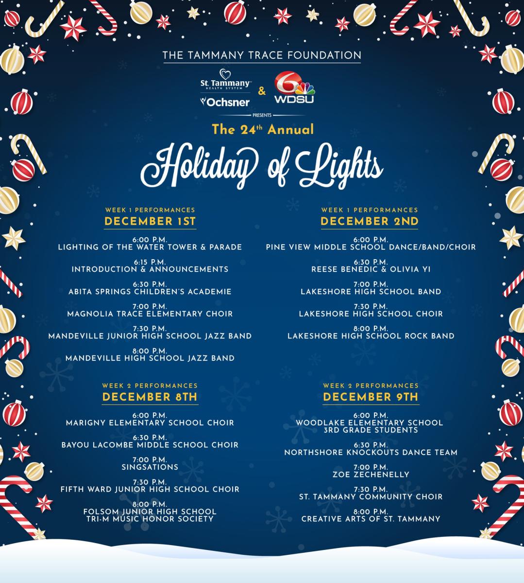 holiday of lights 2024 Performance Schedule