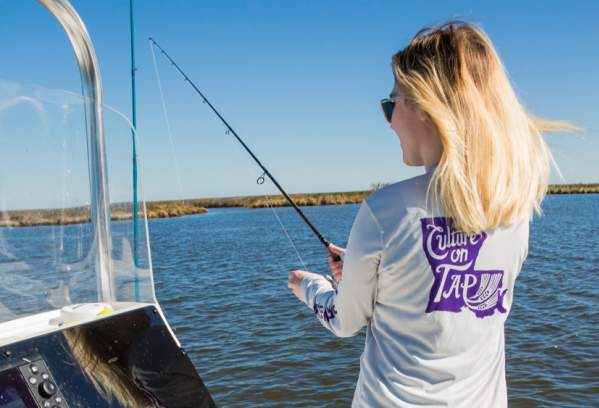 Anna fishing in Slidell, Capt. Mike Gallo, Culture on Tap