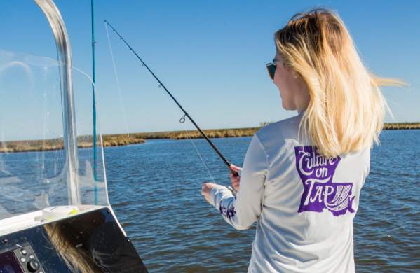 Anna fishing in Slidell, Capt. Mike Gallo, Culture on Tap